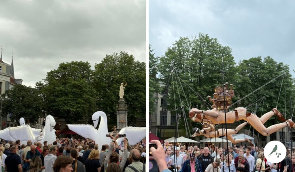 Straattheater en indrukwekkende acts tijdens Deventer Op Stelten op de Brink in Deventer