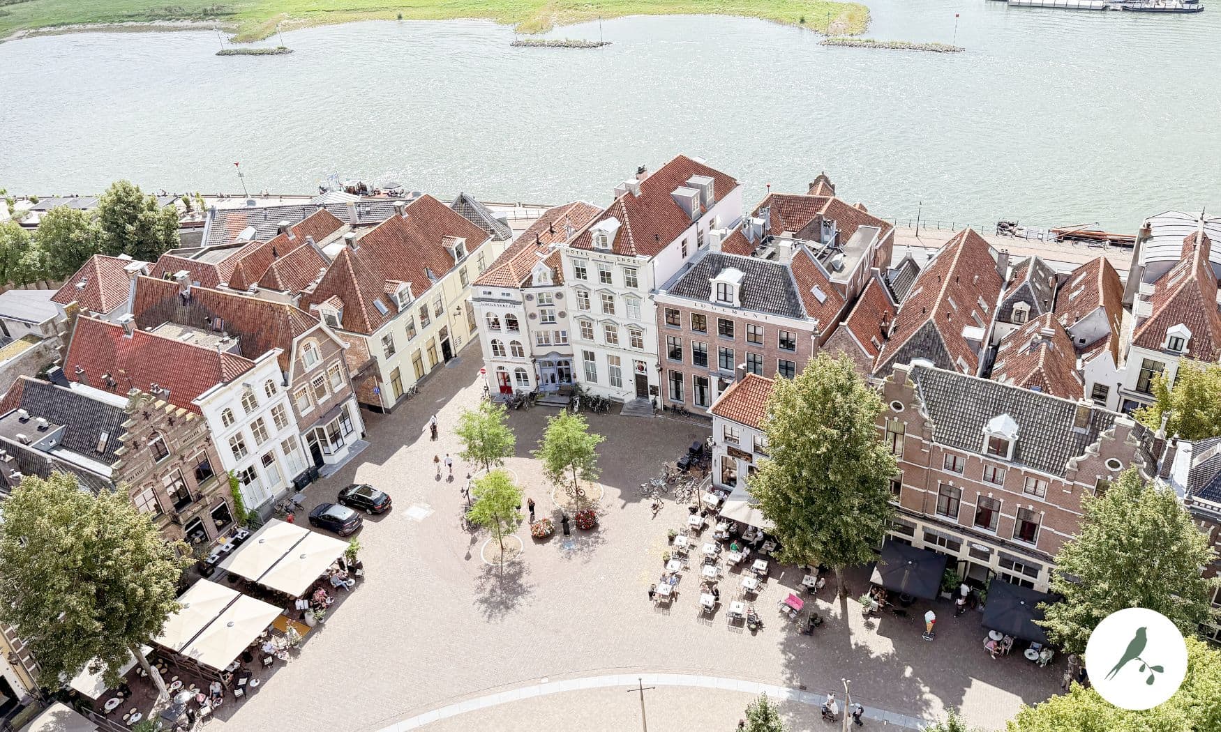 Uitzicht van Deventer binnenstad en de IJssel vanaf de Lebuïnustoren